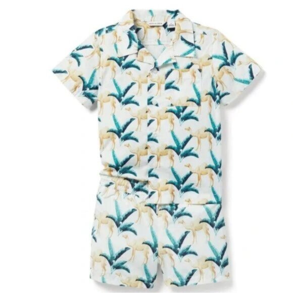 Janie & JackBoys Poplin Camel Print Shirt & Swim TrunksSize 2T/18-24 Month